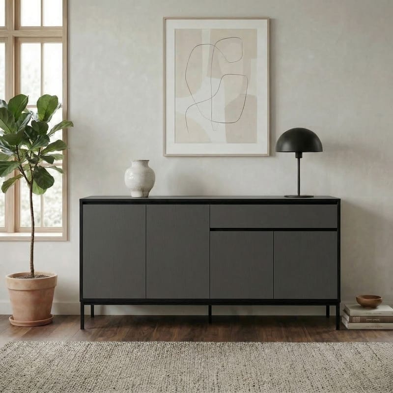 Velar Konsoll 180x80x40 cm - Anthracite, Wood Black, Black - Oppbevaring - Oppbevaringsmøbler - Sideboard & skjenker