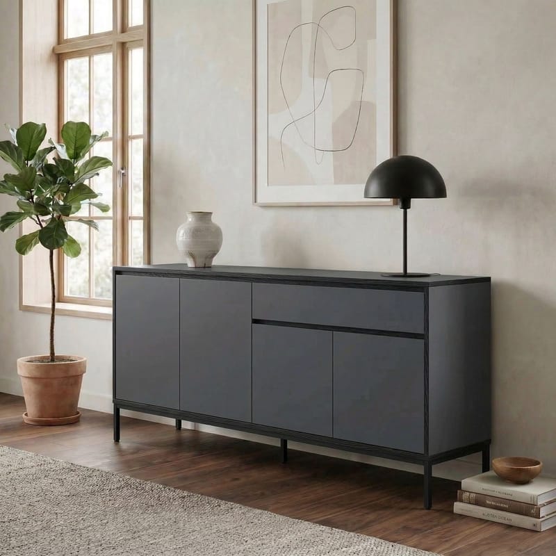 Velar Konsoll 180x80x40 cm - Anthracite, Wood Black, Black - Oppbevaring - Oppbevaringsmøbler - Sideboard & skjenker