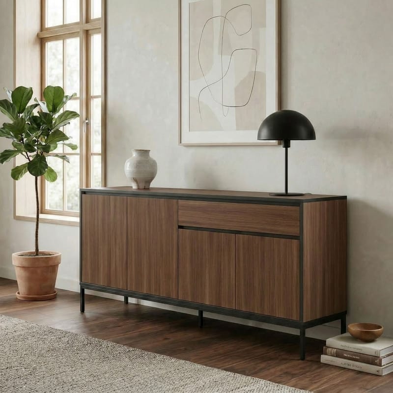Velar Konsoll 180x80x40 cm - Milano Walnut, Wood Black, Black - Oppbevaring - Oppbevaringsmøbler - Sideboard & skjenker