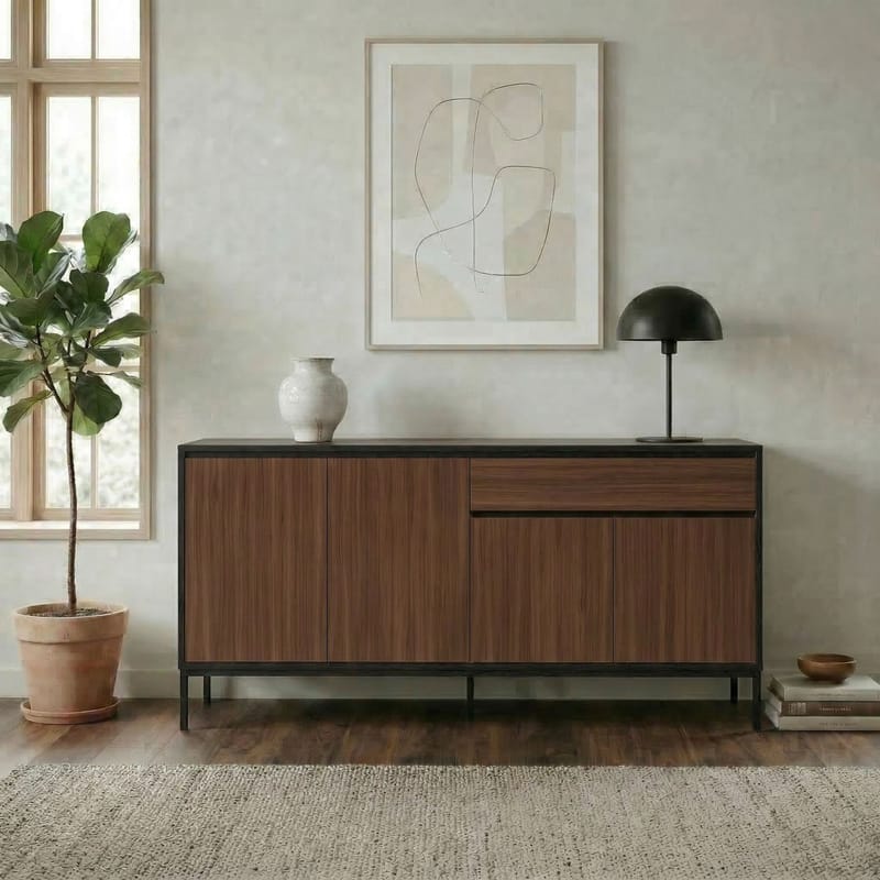 Velar Konsoll 180x80x40 cm - Milano Walnut, Wood Black, Black - Oppbevaring - Oppbevaringsmøbler - Sideboard & skjenker