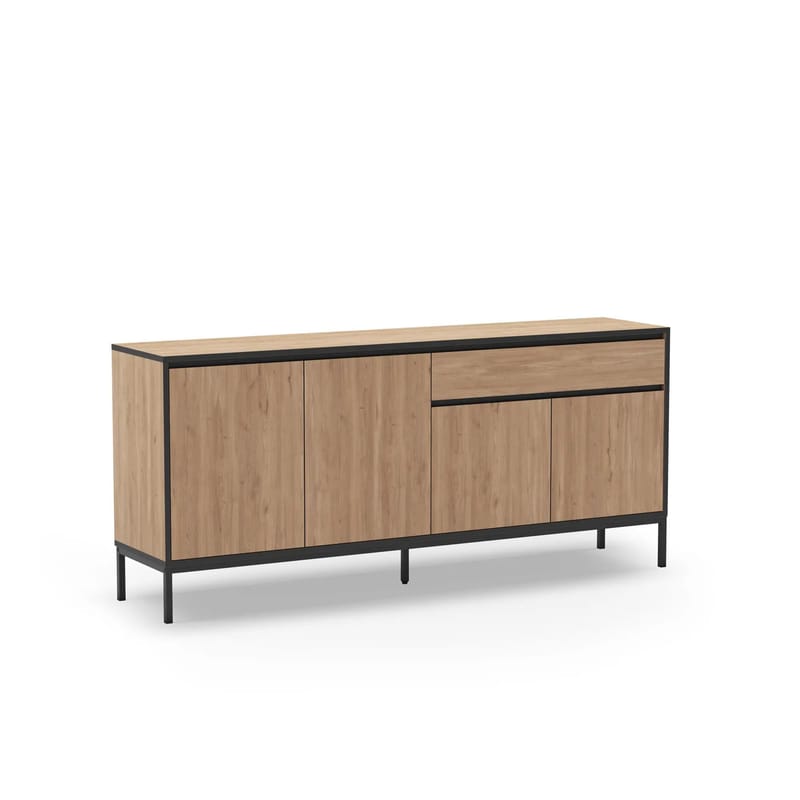 Velar Konsoll 180x80x40 cm, Naturlig eik, tre-svart, svart