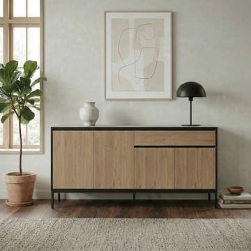 Velar Konsoll 180x80x40 cm - Naturlig eik, tre-svart, svart - Oppbevaring - Oppbevaringsmøbler - Sideboard & skjenker