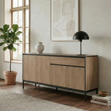 Velar Konsoll 180x80x40 cm - Naturlig eik, tre-svart, svart - Oppbevaring - Oppbevaringsmøbler - Sideboard & skjenker
