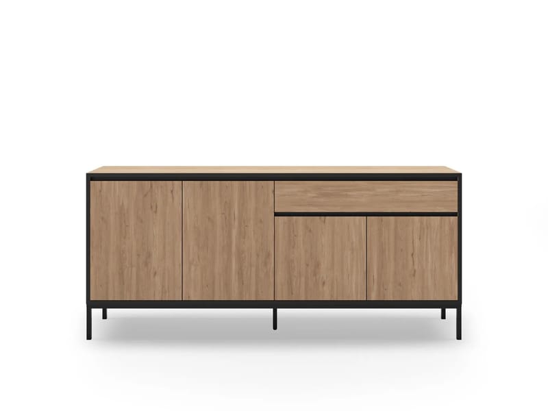 Velar Konsoll 180x80x40 cm - Naturlig eik, tre-svart, svart - Oppbevaring - Oppbevaringsmøbler - Sideboard & skjenker