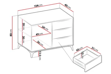 Vemdalen Skjenk 104x40 cm - Hvit - Oppbevaring - Oppbevaringsmøbler - Sideboard & skjenker