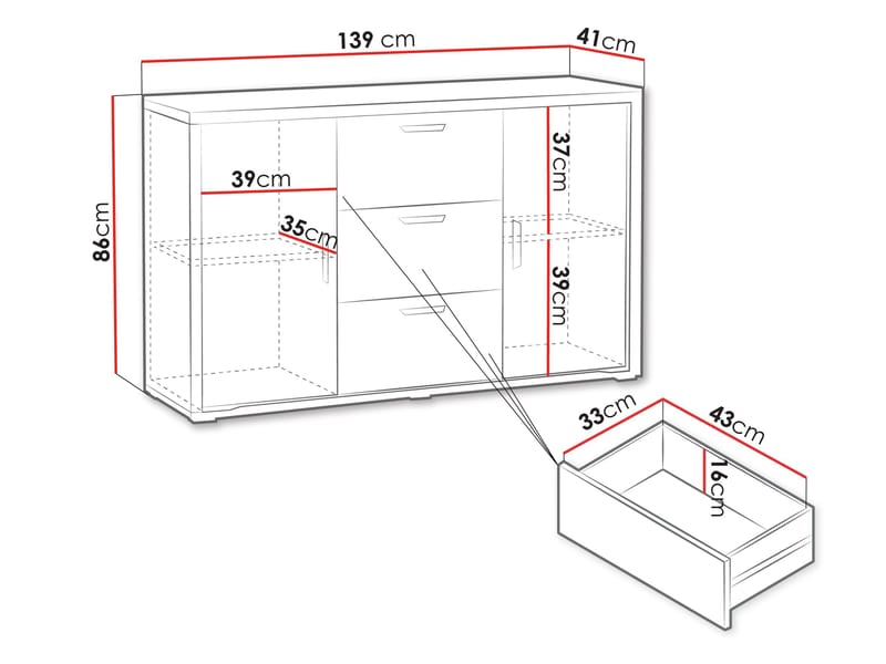 Veyricus Skjenk 139 cm - Oppbevaring - Oppbevaringsmøbler - Sideboard & skjenker