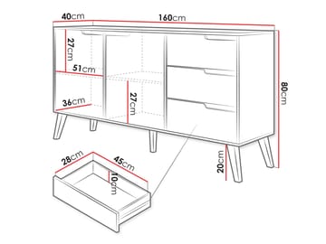 Virello skjenk 160 cm - beige - Oppbevaring - Oppbevaringsmøbler - Sideboard & skjenker