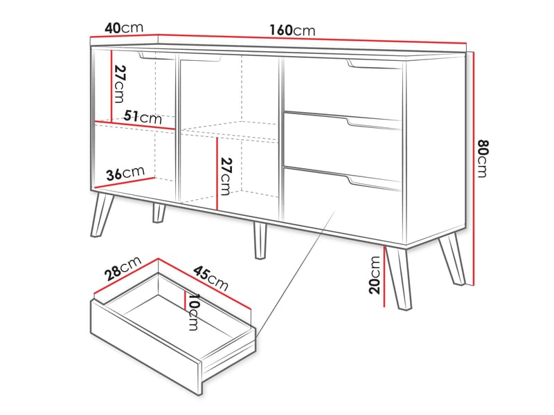 Virello skjenk 160 cm - beige - Oppbevaring - Oppbevaringsmøbler - Sideboard & skjenker