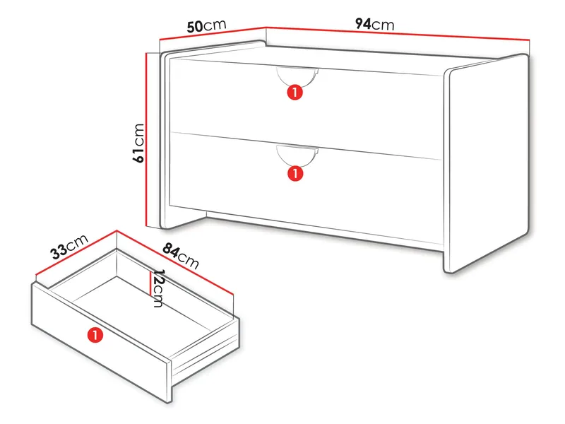 Zarek skjenk 94 cm - Brun, blå og beige - Oppbevaring - Oppbevaringsmøbler - Sideboard & skjenker