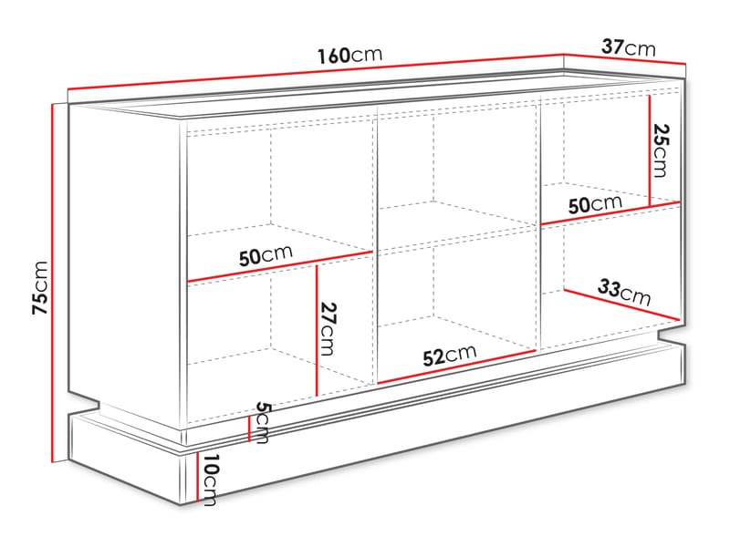 Zelric Skjenk 160x37 cm - Beige - Oppbevaring - Oppbevaringsmøbler - Sideboard & skjenker