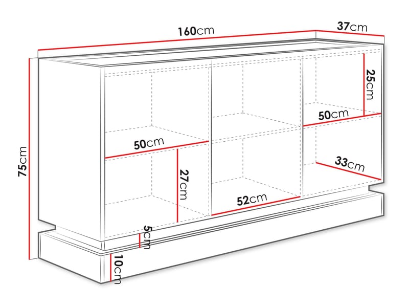 Zelric Skjenk 160x37 cm - Beige - Oppbevaring - Oppbevaringsmøbler - Sideboard & skjenker