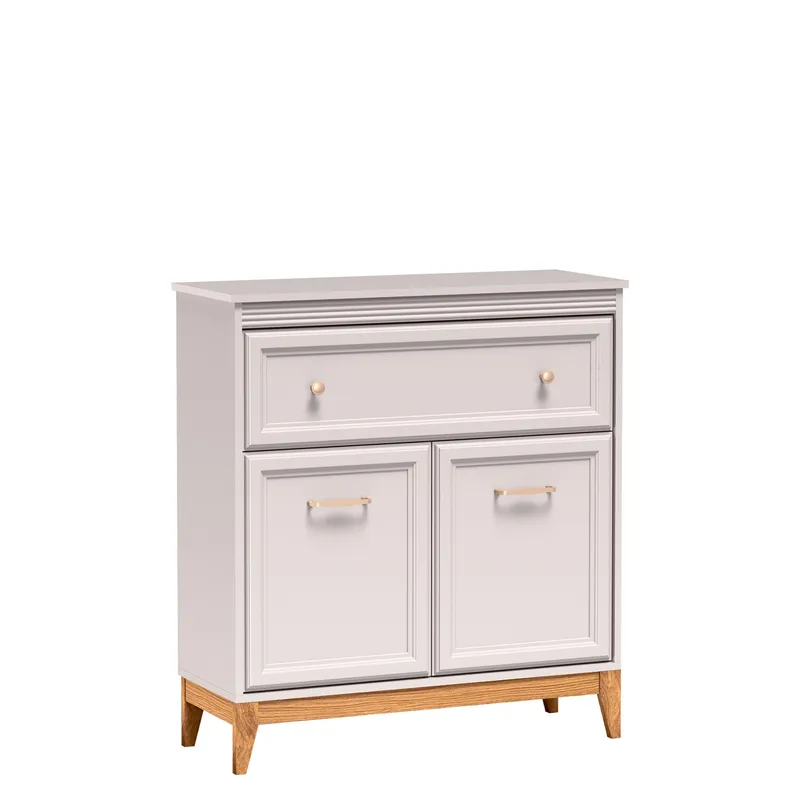 Zeylor Skjenk 92 cm, beige med ben i natureik/håndtak i gull-/kobberfarge
