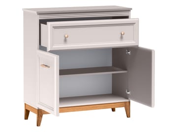 Zeylor Skjenk 92 cm - beige med ben i natureik/håndtak i gull-/kobberfarge - Oppbevaring - Oppbevaringsmøbler - Sideboard & skjenker