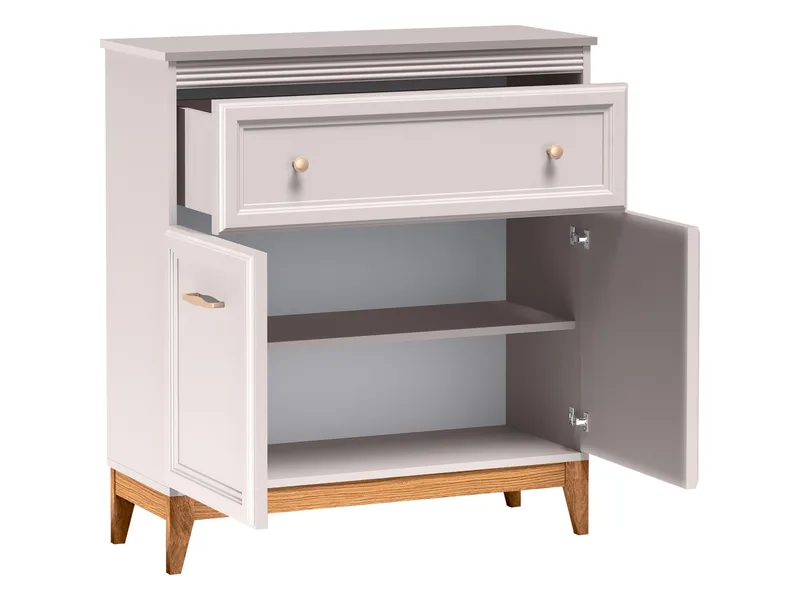 Zeylor Skjenk 92 cm - beige med ben i natureik/håndtak i gull-/kobberfarge - Oppbevaring - Oppbevaringsmøbler - Sideboard & skjenker