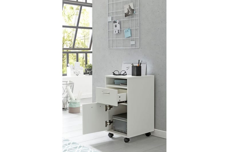 Rullecontainer Wohnling 1 skuff, 1 dør, foliert sponplate med hjul, moderne - Oppbevaring - Oppbevaring til småting