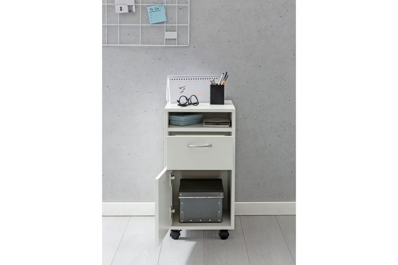 Rullecontainer Wohnling 1 skuff, 1 dør, foliert sponplate med hjul, moderne - Oppbevaring - Oppbevaring til småting