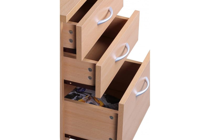 Rullecontainer Wohnling Bøkoptikk, foliert sponplate, 4 skuffer, moderne - Oppbevaring - Oppbevaring til småting