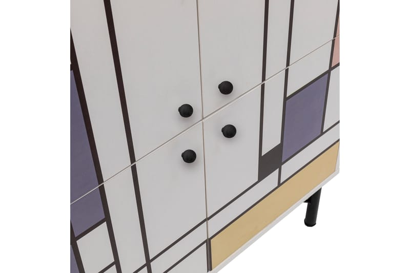 Midia Highboard 95x111 cm Hvit/Brun/Lilla/Gul - Hanah Home - Oppbevaring - Skap - Oppbevaringsskap