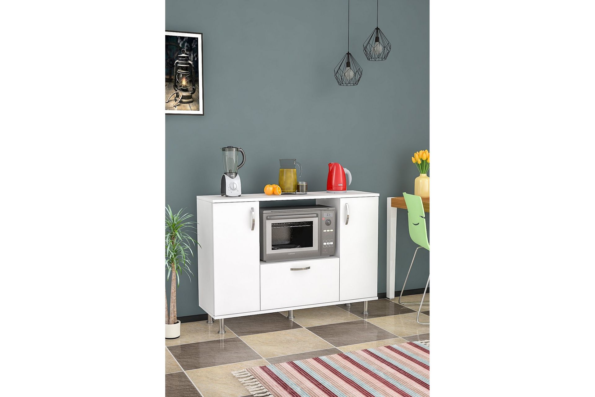 Pietro Highboard 120x86,5 cm Hvit - Hanah Home - Oppbevaring - Skap - Oppbevaringsskap