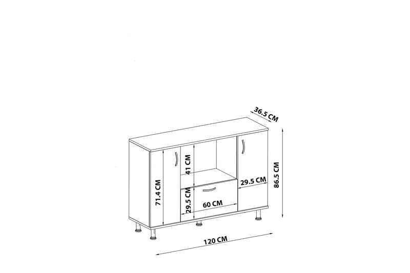Pietro Highboard 120x86,5 cm Hvit - Hanah Home - Oppbevaring - Skap - Oppbevaringsskap