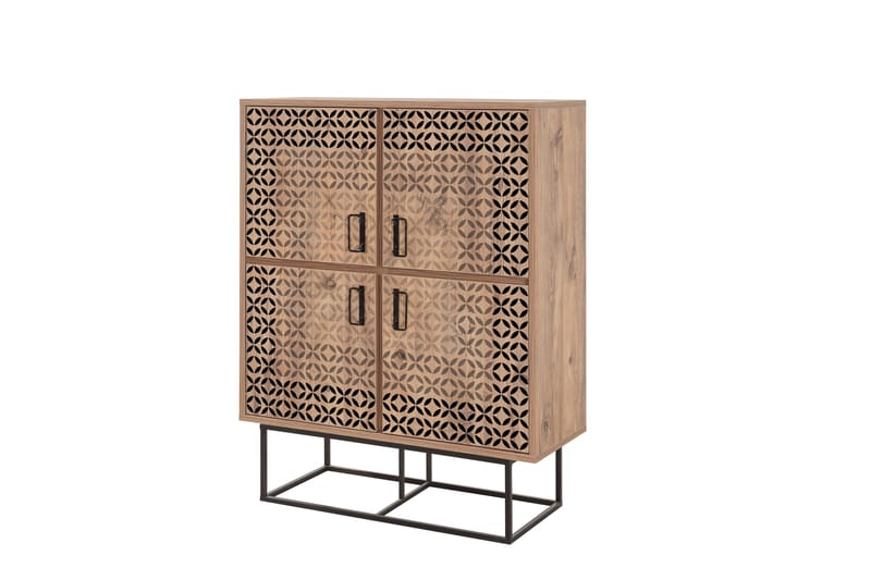 Quantum Solo Highboard 93x115 cm Svart/Brun - Hanah Home - Oppbevaring - Skap - Oppbevaringsskap