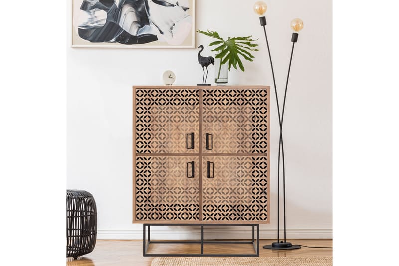 Quantum Solo Highboard 93x115 cm Svart/Brun - Hanah Home - Oppbevaring - Skap - Oppbevaringsskap