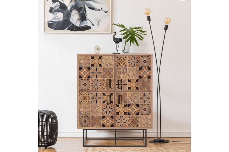 Quantum Solo Highboard 93x115 cm Svart/Brun - Hanah Home - Oppbevaring - Skap - Oppbevaringsskap