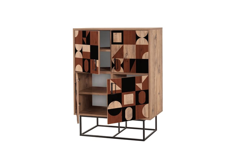 Quantum Solo Highboard 93x115 cm Svart/Brun - Hanah Home - Oppbevaring - Skap - Oppbevaringsskap