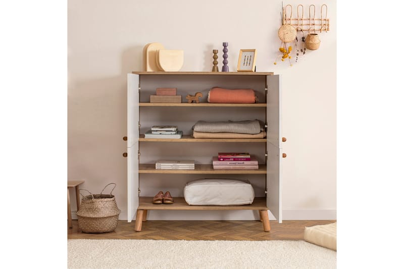 Posy Highboard 95x111 cm Brun/Hvit - Hanah Home - Oppbevaring - Skap - Oppbevaringsskap