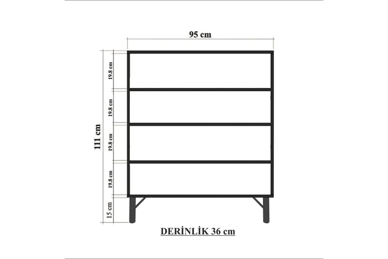 Sia Highboard 95x111 cm Hvit/Brun/Lilla/Gul - Hanah Home - Oppbevaring - Skap - Oppbevaringsskap