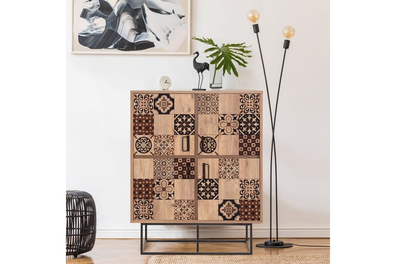 Quantum Solo Highboard 93x115 cm Svart/Brun - Hanah Home - Oppbevaring - Skap - Oppbevaringsskap