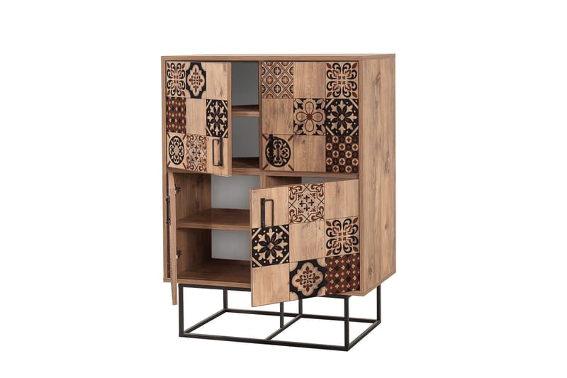 Quantum Solo Highboard 93x115 cm Svart/Brun - Hanah Home - Oppbevaring - Skap - Oppbevaringsskap