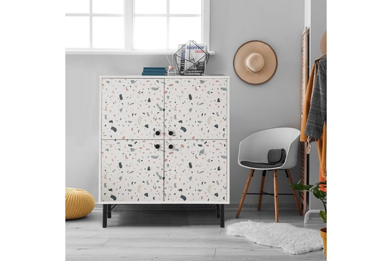 Terrazzo Highboard 95x111 cm Hvit - Hanah Home - Oppbevaring - Skap - Oppbevaringsskap