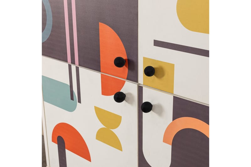 Sia Highboard 95x111 cm Hvit/Brun/Lilla/Gul - Hanah Home - Oppbevaring - Skap - Oppbevaringsskap