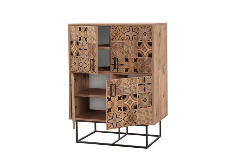 Quantum Solo Highboard 93x115 cm Svart/Brun - Hanah Home - Oppbevaring - Skap - Oppbevaringsskap