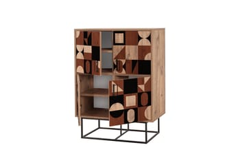 Quantum Solo Highboard 93x115 cm Svart/Brun - Hanah Home - Oppbevaring - Skap - Oppbevaringsskap