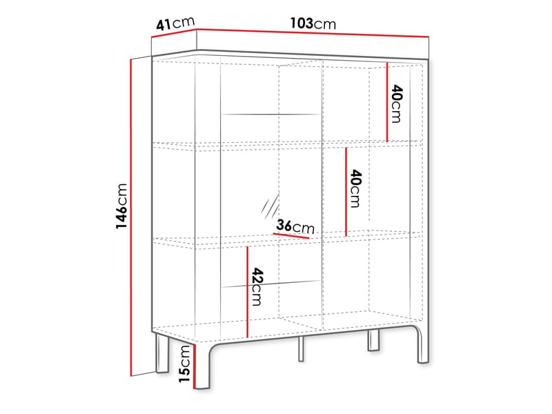 Aggarwal Vitrineskap 103 cm med Belysning - Oppbevaring - Skap - Vitrineskap