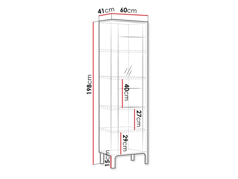 Aggarwal Vitrineskap 60 cm med Belysning - Oppbevaring - Skap - Vitrineskap