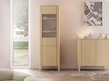 Aggarwal Vitrinskap 60 cm med Oppbevaring i Tre med Glassfront - Brun - Oppbevaring - Skap - Vitrineskap