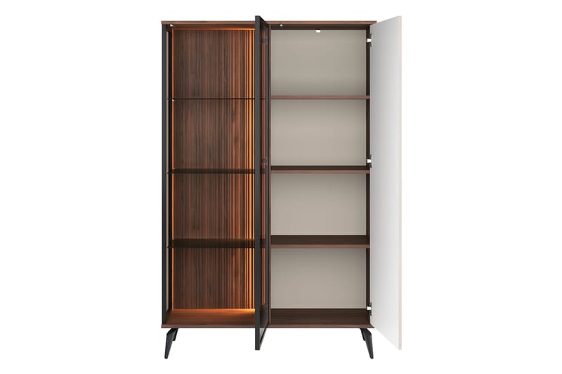 Akinari Vitrineskap 103x162 cm - Brun / Beige - Oppbevaring - Skap - Vitrineskap