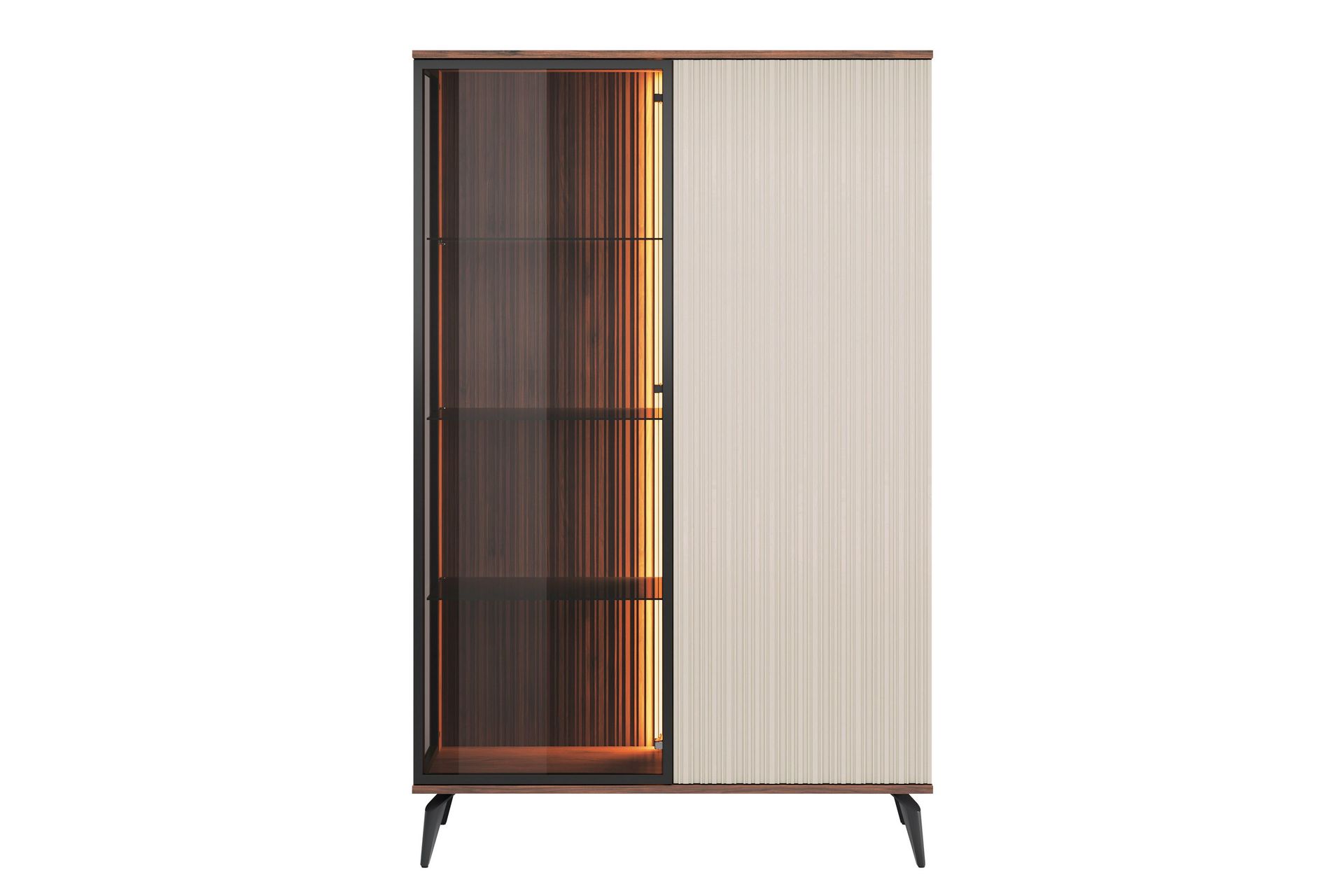 Akinari Vitrineskap 103x162 cm - Brun / Beige - Oppbevaring - Skap - Vitrineskap