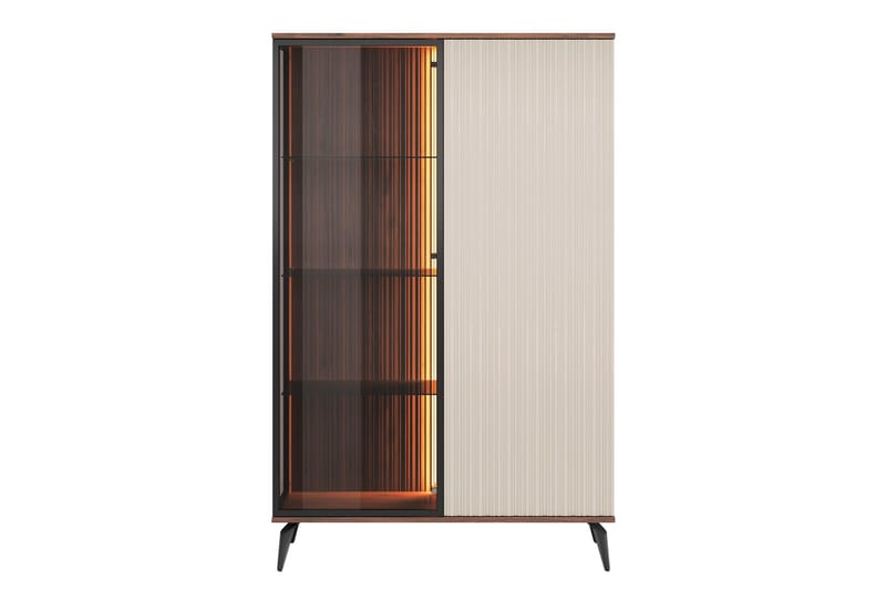 Akinari Vitrineskap 103x162 cm - Brun / Beige - Oppbevaring - Skap - Vitrineskap