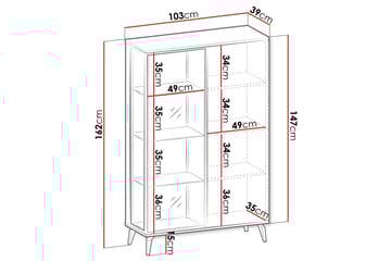 Akinari Vitrineskap 103x162 cm - Brun / Beige - Oppbevaring - Skap - Vitrineskap