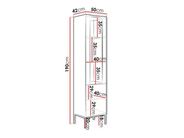 Amelus Vitrineskap 50x190 cm - Brun/Svart - Oppbevaring - Skap - Vitrineskap