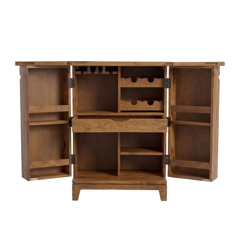 Avelo barskap 65 cm i massivt sheeshamtre med nedfellbar design - naturtre - Oppbevaring - Skap - Barskap