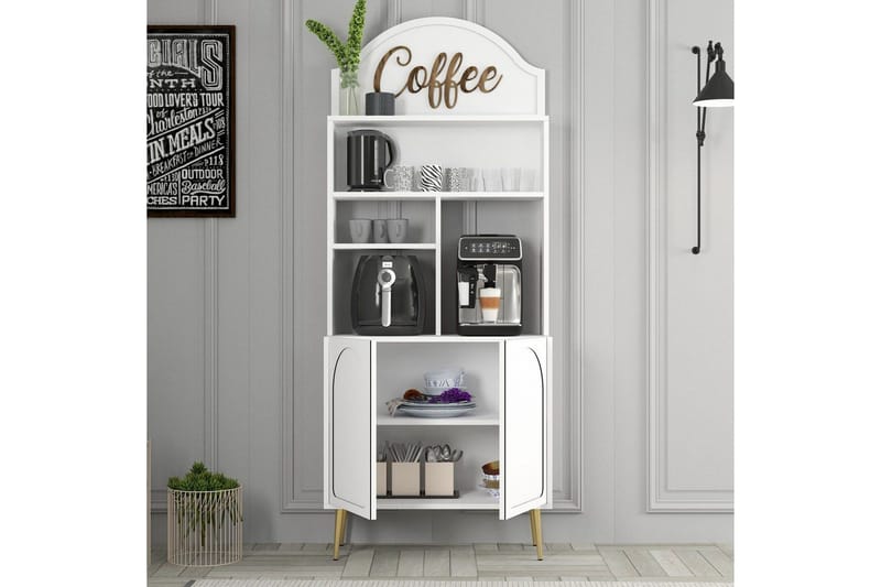 Bar Kaffeskap Hazim To Hvit / Gull - Hvit / Gull - Oppbevaring - Skap - Barskap