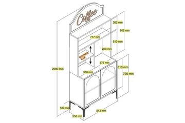 Bar Kaffeskap Hazim To Hvit / Svart - Hvit / Svart - Oppbevaring - Skap - Barskap