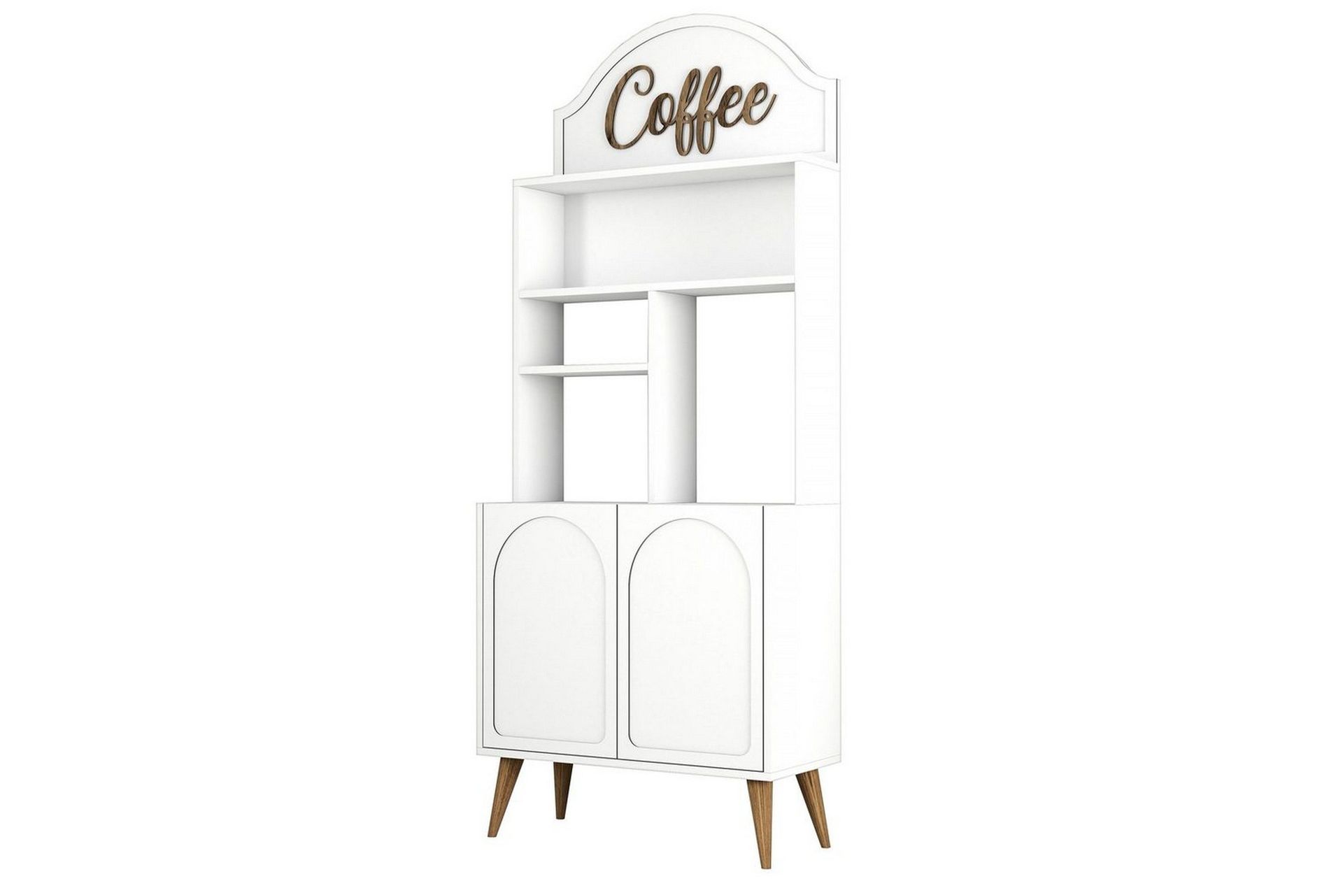 Bar Kaffeskap Hazim To Hvit / Valnøtt - Hvit / Valnøtt