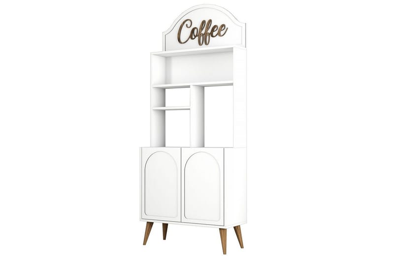 Bar Kaffeskap Hazim To Hvit / Valnøtt - Hvit / Valnøtt - Oppbevaring - Skap - Barskap