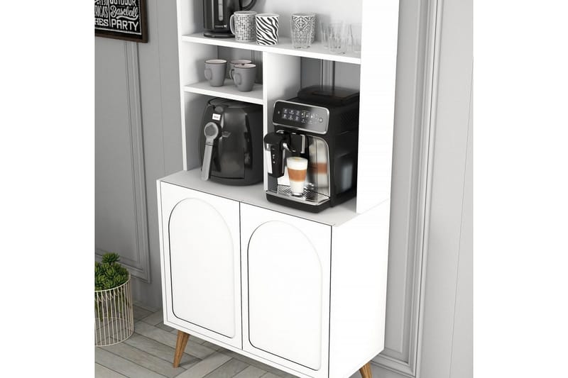 Bar Kaffeskap Hazim To Hvit / Valnøtt - Hvit / Valnøtt - Oppbevaring - Skap - Barskap